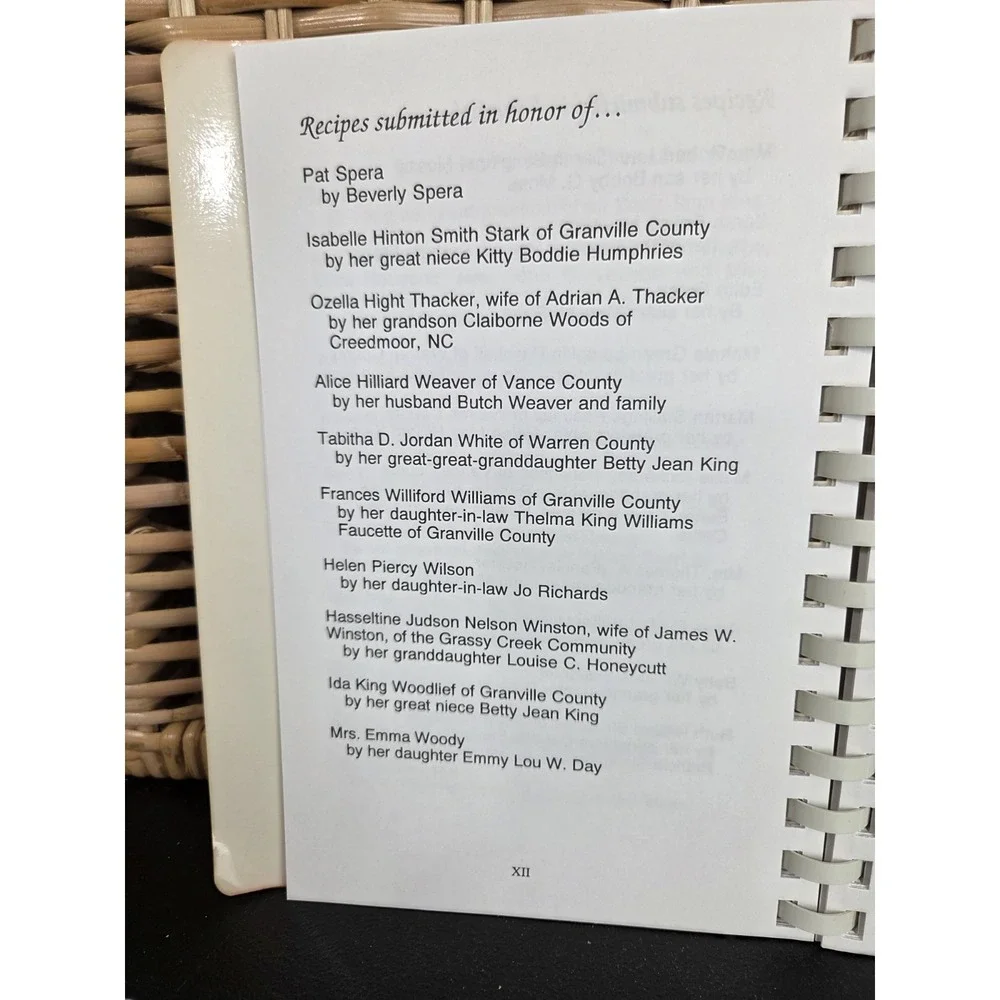 Granville County‎ North Carolina Commemorative Cookbook 1996 Vintage Spiral